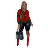 Casual Color Contrast Cropped Manual Knitted Sweater For Fall