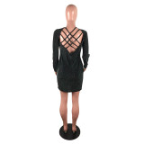 Sexy Backless Lace Mini Dress