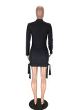 Digital Printed Colorful Lips Long Sleeve Club Dress