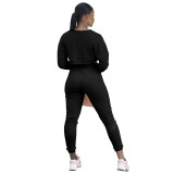 Sportswear 3 Piece Pants Sets Solid Ribbed Pit Track Jogging Sets