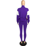 Casual Stitching Sports Long Pant Set