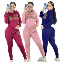 Autumn/Winter Fashion Bronzing Long Sleeve Sweatshirt + Trousers Set