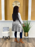 Winter Fall Tops Knitted Breasted Patch Pocket Cardigan Vest