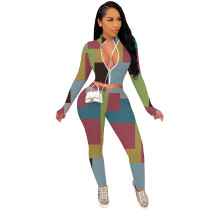 Casual Pattern Printed Sports Sweatpants Two Piece Pants Set