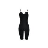 Solid Color Straps Zip Romper