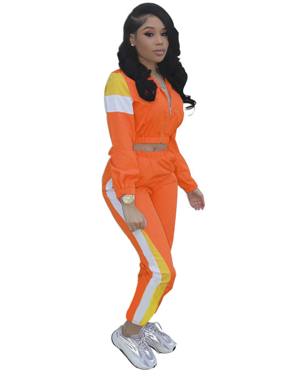 Casual Splicing Sports Two Piece Pant Set