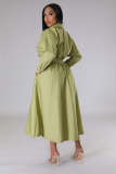 Fashion POLO Collar Loose Long Sleeve Long Dress