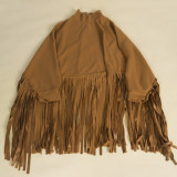 Khaki British Style Oversized Fringed Top