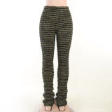 Spring Knitted Stripe Sexy Slim High Waist Pants