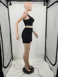 New Sleeveless Vest Printed Casual Two-piece Short Set With Pockets