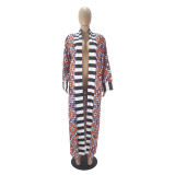 Casual Cardigan Long Dress Printed Full Sleeve Long Cloak Coat