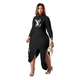 Fashion Pit Offset Printed Sexy Long Dress