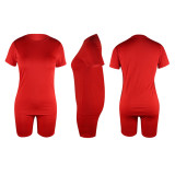 Solid Color Basic Shirt and Tight Shorts