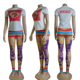 2023 Fashion Printed Short Sleeve Two Piece Set