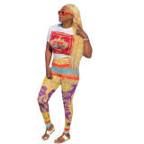 2023 Fashion Printed Short Sleeve Two Piece Set