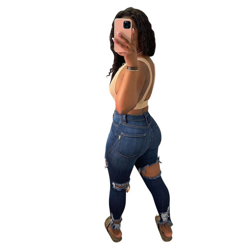 Fashion Ripped Hole Washed Jeans
