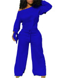 Solid Color Loose Cotton Sweatshirt Jumpsuit