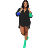 Casual Thread Stitching Colorful Button Cardigan Irregular Shirt
