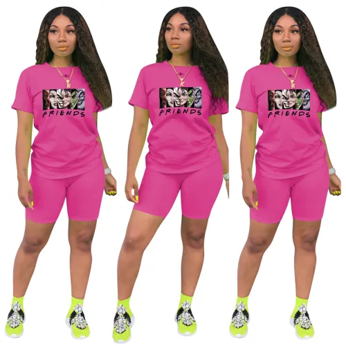 Fashion Rose Ladies Shorts Tracksuit Printed Avatar Women Short Sets