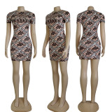2023 Summer Printed Short Sleeve Bodycon Dresses