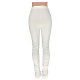 Solid Color Pleated Micro-flare Pants