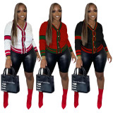 Casual Color Contrast Cropped Manual Knitted Sweater For Fall