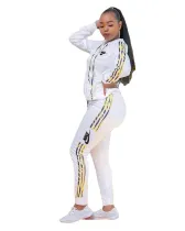 Casual Letter Print Hooded Two Piece Outfits