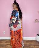 Autumn Long Sleeve Imitation Silk Printed Sun Protection Cape