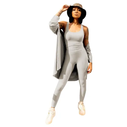 Solid Color Three Piece Vest and Trousers Including Cloak