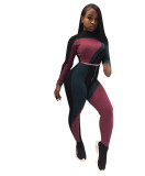 Casual Color Matching Printed Sports 2 Piece Set