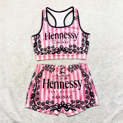 Sexy Graphic Print Tank Top Shorts Set Yoga Pants Set