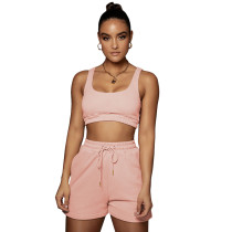 Casual Sports Double Vest and Shorts with Pocket