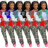 Autumn Long Sleeve Crop Tops Printed Baseball Short Jacket with Pockets
