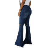 Raw Distressed Bell Jeans