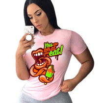 Casual Short Sleeve Cartoon Printed T-shirt Top Casual Short Sleeve Cartoon Printed T-shirt Top