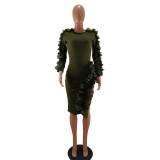 Sexy Ruffles Sleeve Split Dress