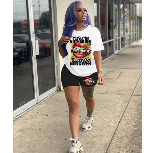 Summer Casual Print Two Piece Short Sets