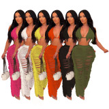 Knitted Tassel Sexy Two Piece Beach Outfits for Women Swimsuit Summer Vacation Matching Sets