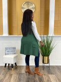 Winter Fall Tops Knitted Breasted Patch Pocket Cardigan Vest