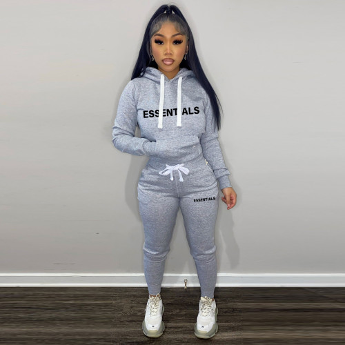 Women's Long Sleeve Tracksuit Casual Printed Hooded and Jogging Pants