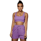 Casual Sports Double Vest and Shorts with Pocket