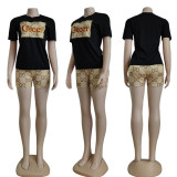 Embroidered + Printed Short Sleeve Shorts Set