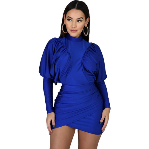 Irregular Lantern Sleeve Club Dress