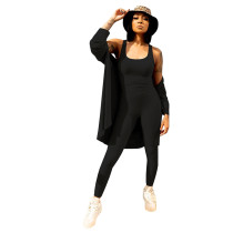 Solid Color Three Piece Vest and Trousers Including Cloak