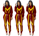 Casual Stitching Zipper Sport Pant Set