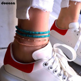 Boho Layered Anklet of 4 Set