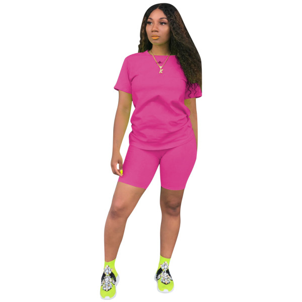 Solid Color Basic Shirt and Tight Shorts