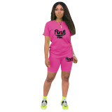 Casual Polyester Printed Sports Two Piece Short Outfits