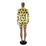 Casual Pattern Printed Loungewear Shorts Rompers