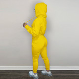 Autumn Winter Thick Drawstring Jogger Two Piece Sweatpants and Hoodie Set